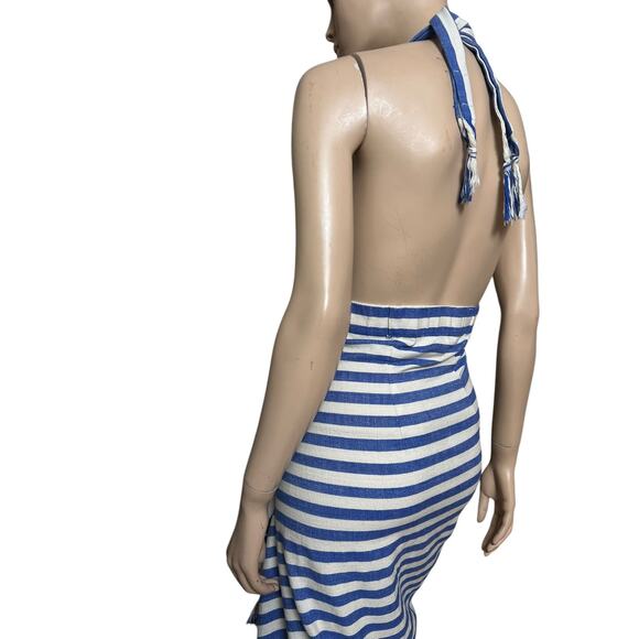 Just Bee Queen Tulum Dress Linen/Cotton Size S Ruched Design and Tassel Accents - Picture 11 of 13